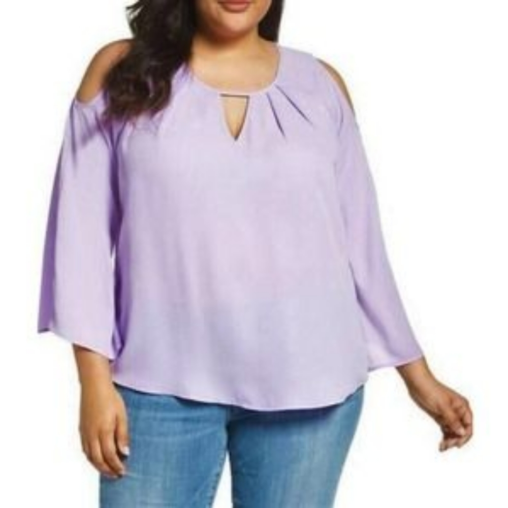 Melissa McCarthy Seven7 Cold Shoulder Top - Lilac